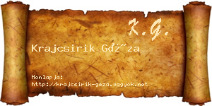 Krajcsirik Géza névjegykártya